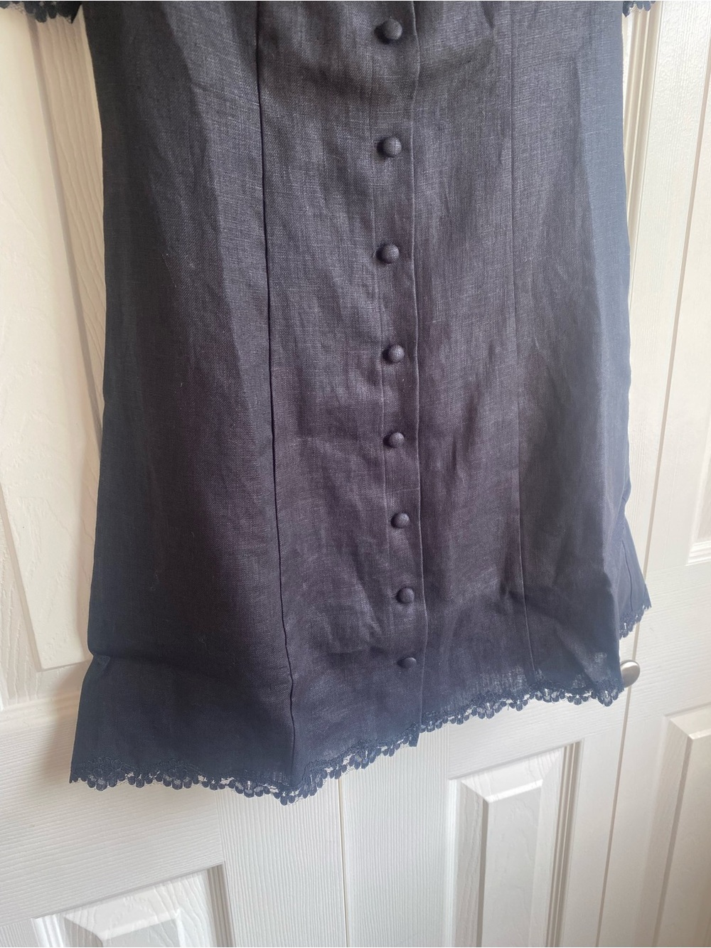 NEW Reformation Anabella Black Puff-Sleeve Button Front Mini Dress Size 4 - Picture 5 of 10